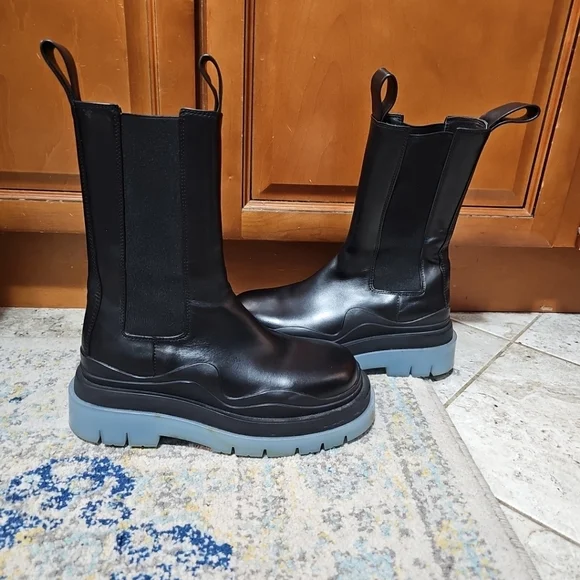 Leather Tire Black Transparent Chunky Boot Size 39 - Picture 8 of 14